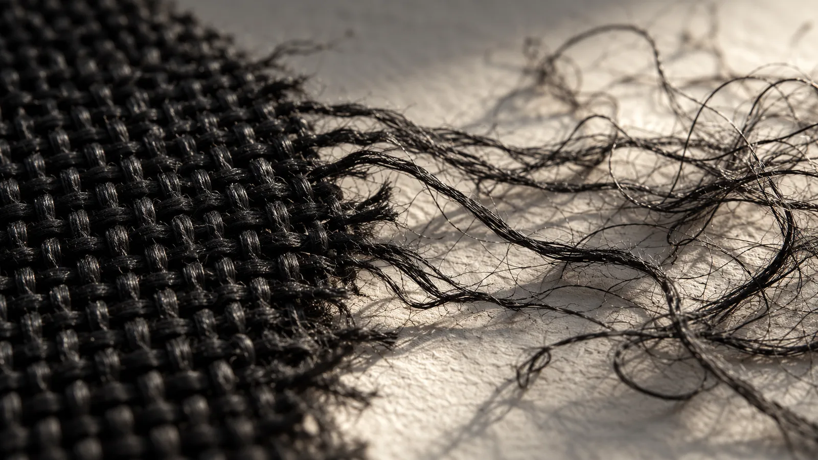 Fine dark fibers separate into patterned and diffuse paths across a pale textured field